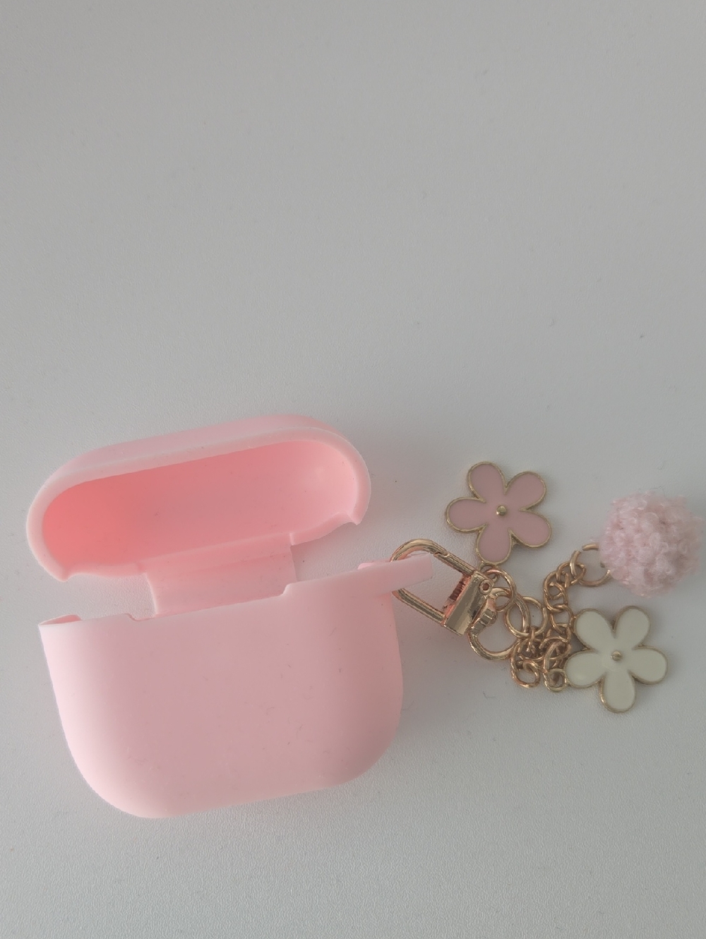 Pink Silicone Airpods 3rd Gen Case with Floral Charm Keychain